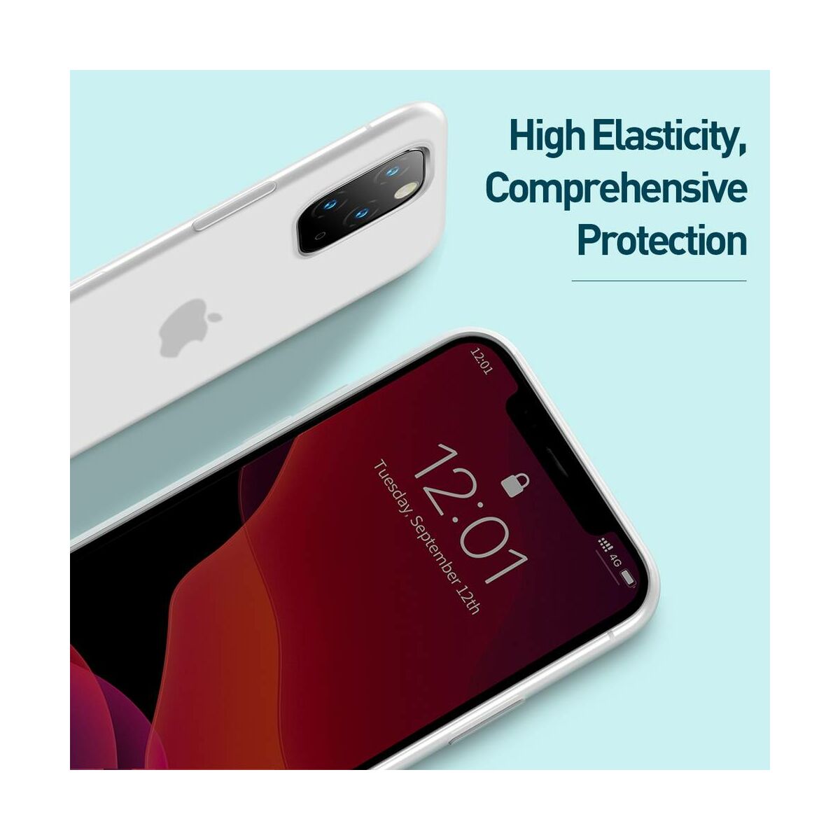 Kép 12/13 - Baseus iPhone 11 Pro Max tok, Jelly Liquid Silica Gel Protective, átlátszó fehér (WIAPIPH65S-GD02)