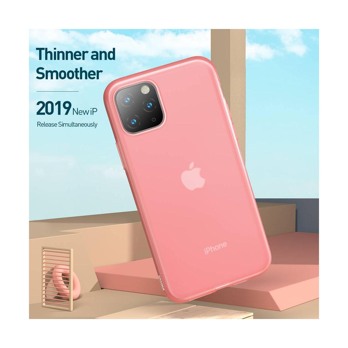 Kép 10/13 - Baseus iPhone 11 Pro Max tok, Jelly Liquid Silica Gel Protective, átlátszó piros (WIAPIPH65S-GD09)