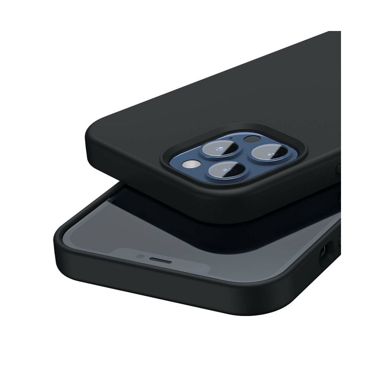 Kép 11/14 - Baseus iPhone 12 Pro Max tok, Mágneses, Liquid Silica Gel (teljes védettség, kijelzővédő + tisztító szett) fekete (WIAPIPH67N-YC01)