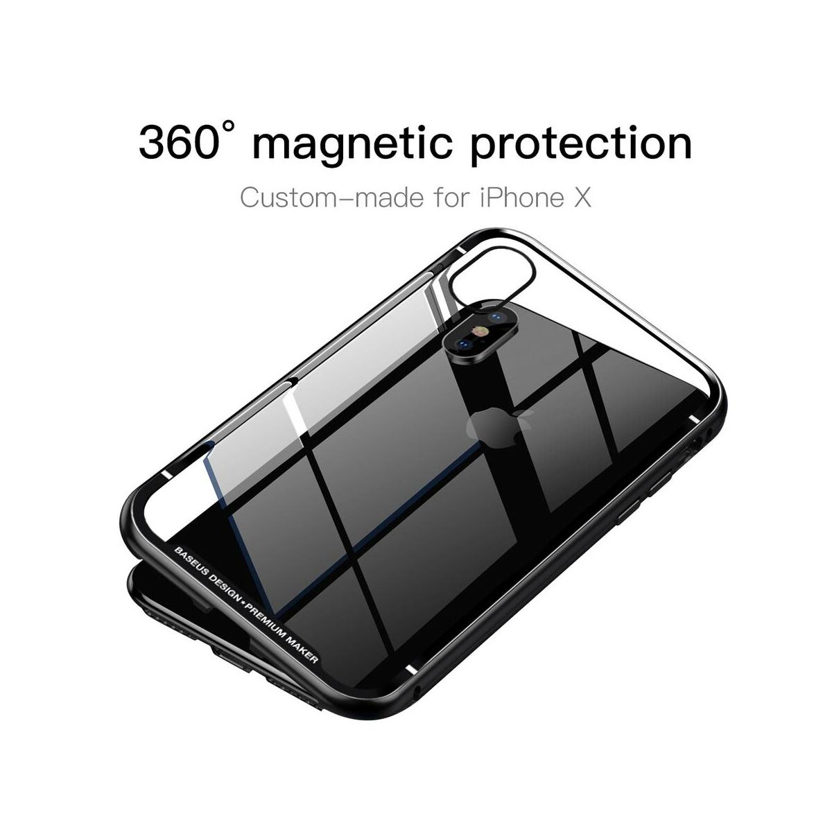 Kép 2/9 - Baseus iPhone X/XS tok, Magnetite hardware, mágneses, fekete (WIAPIPHX-CS01)