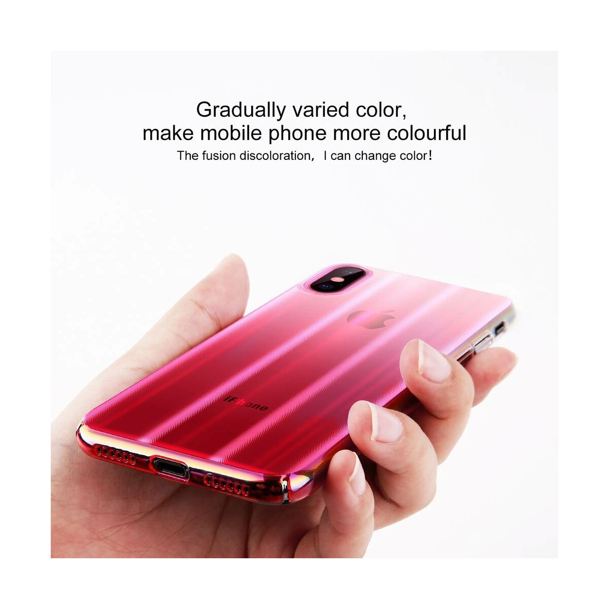 Kép 2/11 - Baseus iPhone X/XS tok, Aurora, átlátszó, rózsaszín (WIAPIPHX-JG04)