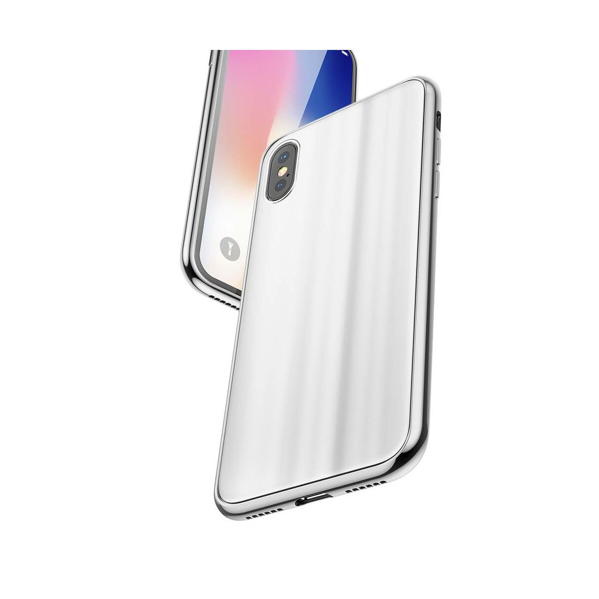 Kép 6/9 - Baseus iPhone X/XS tok, Glass Sparkling, fehér (WIAPIPHX-KI02)