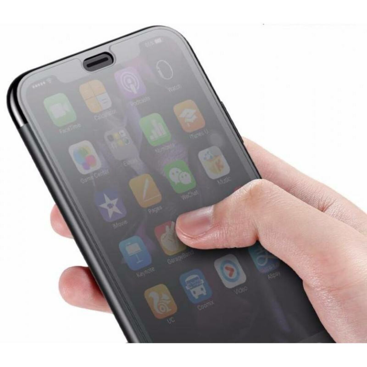 Kép 2/3 - Baseus iPhone X/XS tok, Touchable kihajtható, érintő felületű flip tok, fekete (WIAPIPHX-TS01)