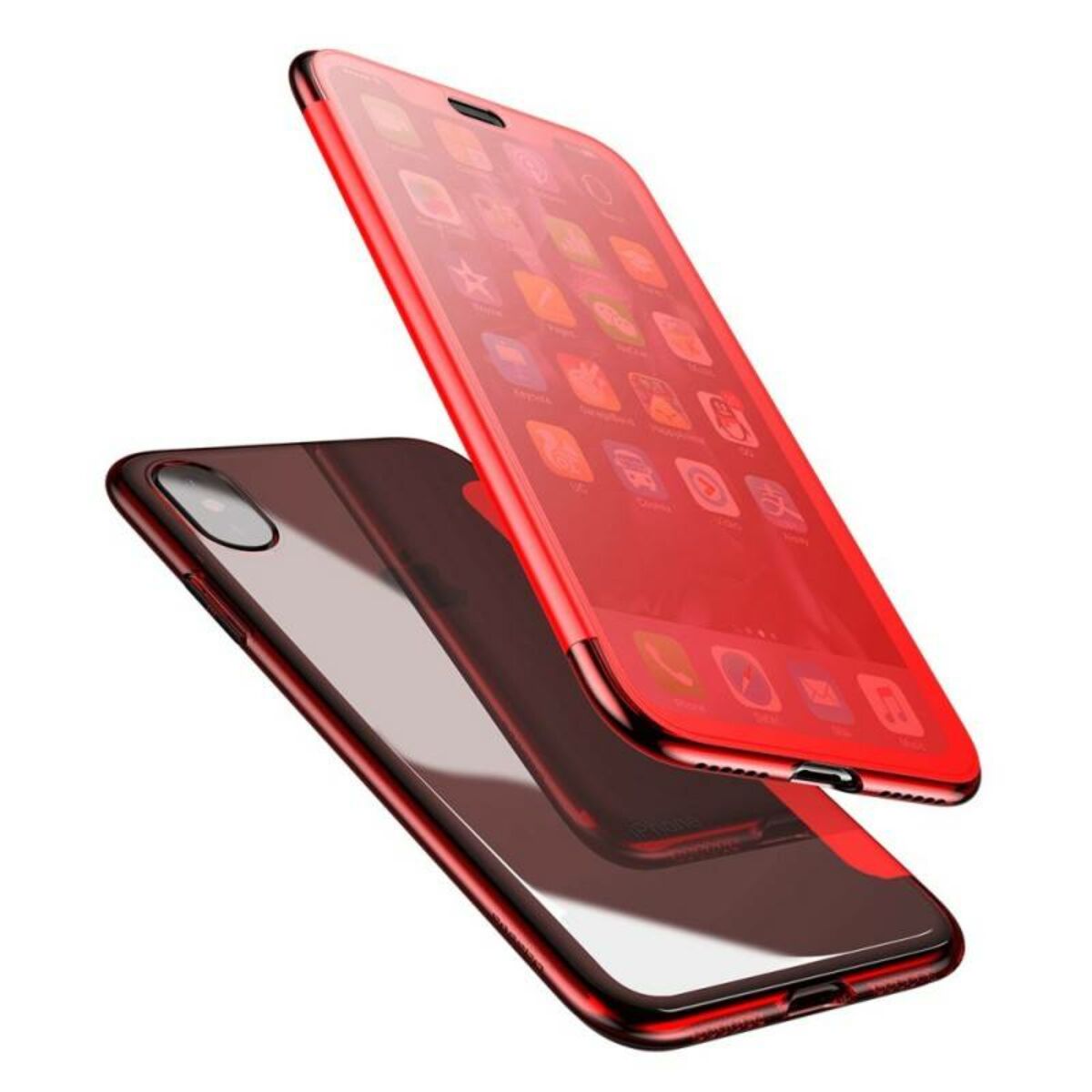 Kép 3/6 - Baseus iPhone X/XS tok,nTouchable kihajtható, érintő felületű flip tok, piros (WIAPIPHX-TS09)