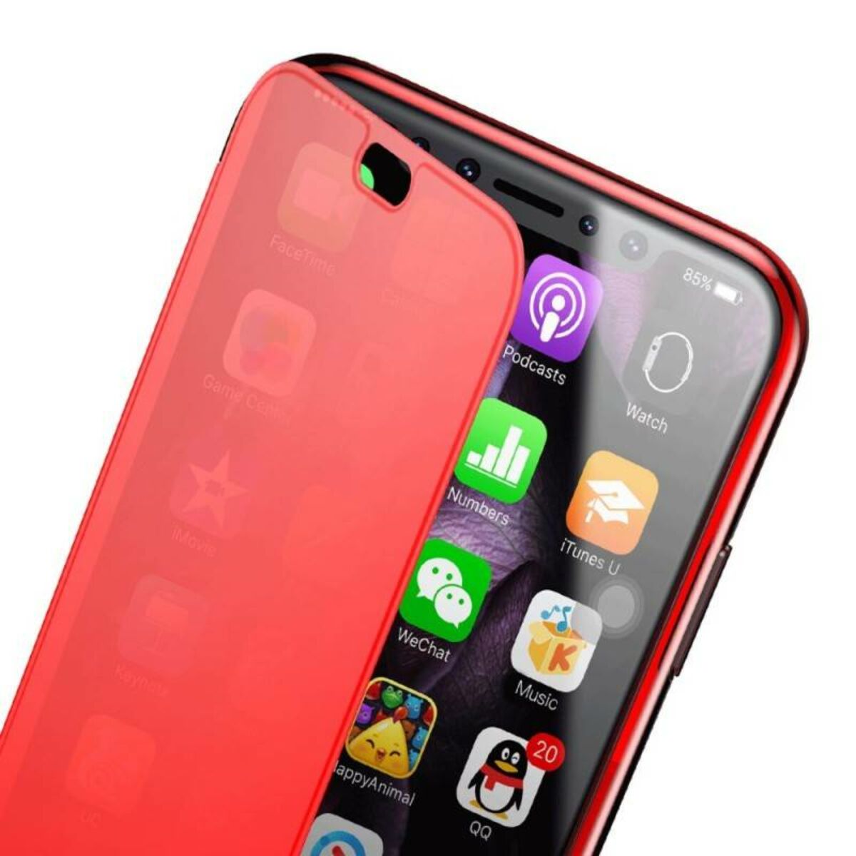 Kép 5/6 - Baseus iPhone X/XS tok,nTouchable kihajtható, érintő felületű flip tok, piros (WIAPIPHX-TS09)