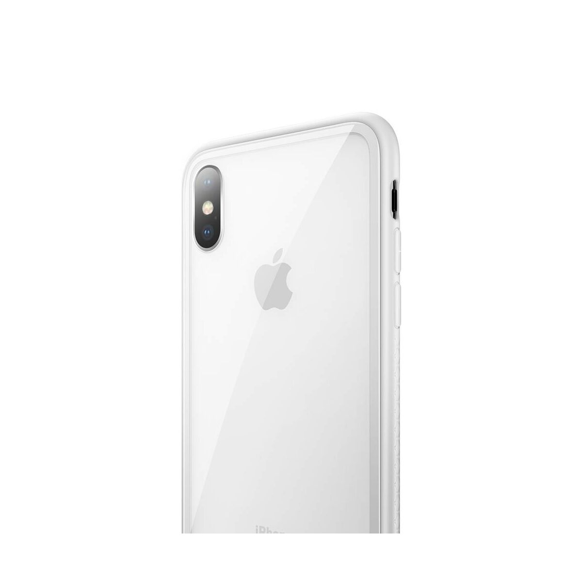 Kép 9/14 - Baseus iPhone X/XS tok, átlátszó, oldalkerettel, fehér (WIAPIPHX-YS02)
