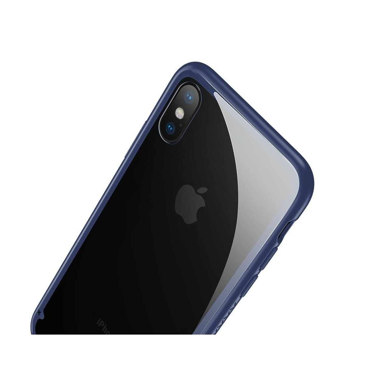 Kép 10/14 - Baseus iPhone X/XS tok, átlátszó, oldalkerettel, kék (WIAPIPHX-YS03)