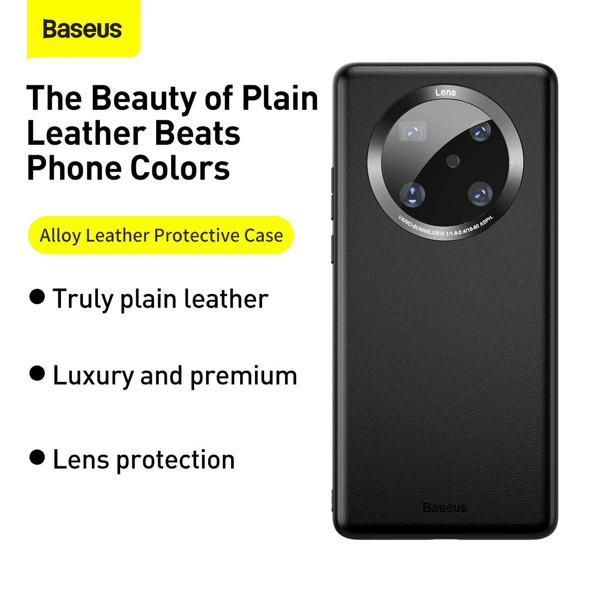 Kép 3/13 - Baseus Huawei Mate 40 Pro tok, Alloy Leather, fekete (WIHWMATE40P-A01)