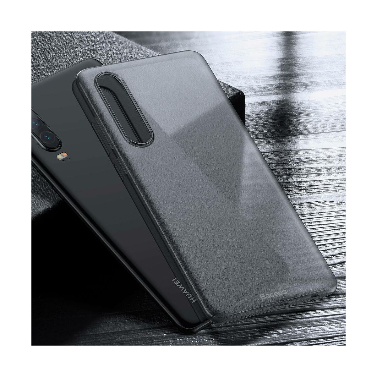 Kép 8/8 - Baseus Huawei P30 tok, Wing, átlátszó fekete (WIHWP30-01)