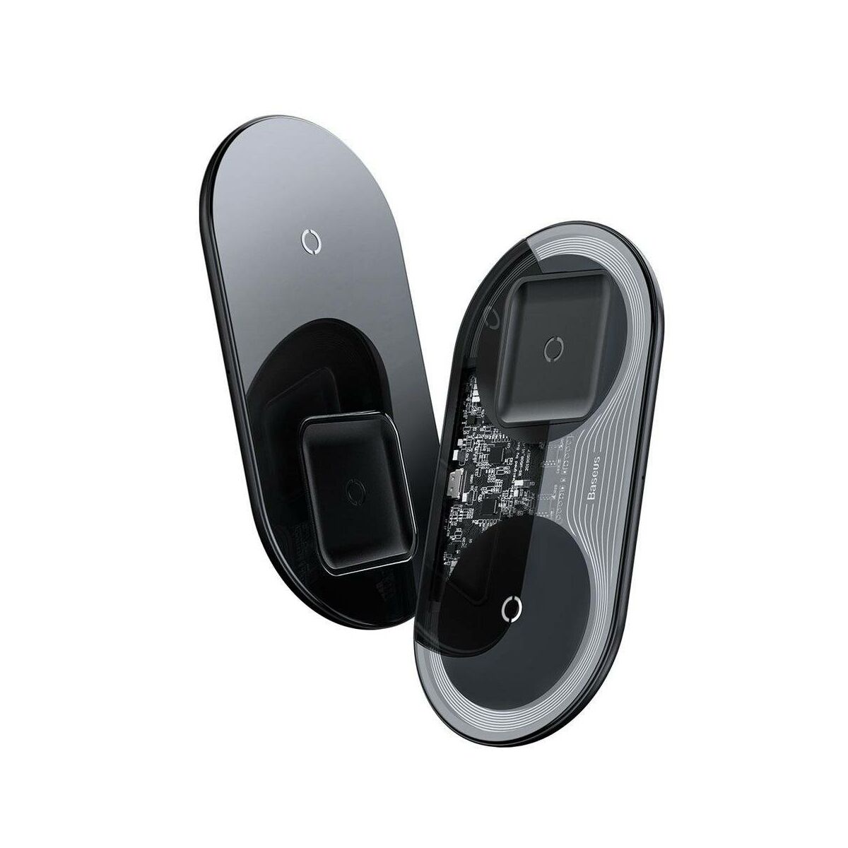 Kép 4/8 - Baseus vezeték nélküli töltő, Simple 2in1 PRO verzió, telefon + AirPods, 18W, fekete (WXJK-C01)