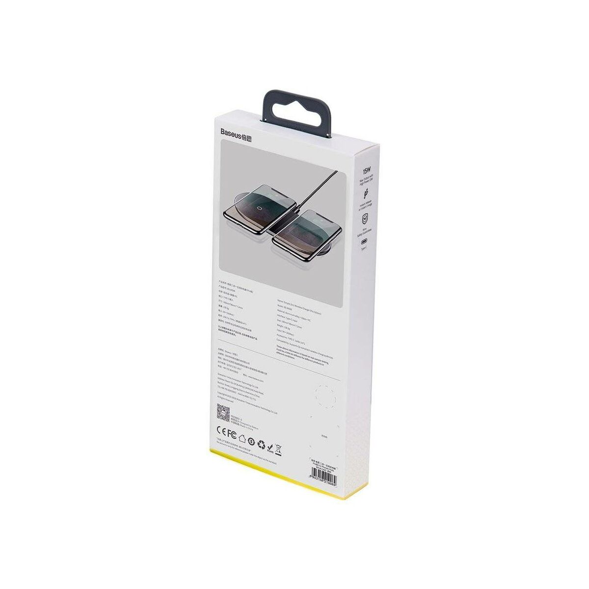 Kép 8/8 - Baseus vezeték nélküli töltő, Simple 2in1 PRO verzió, telefon + AirPods, 18W, fekete (WXJK-C01)