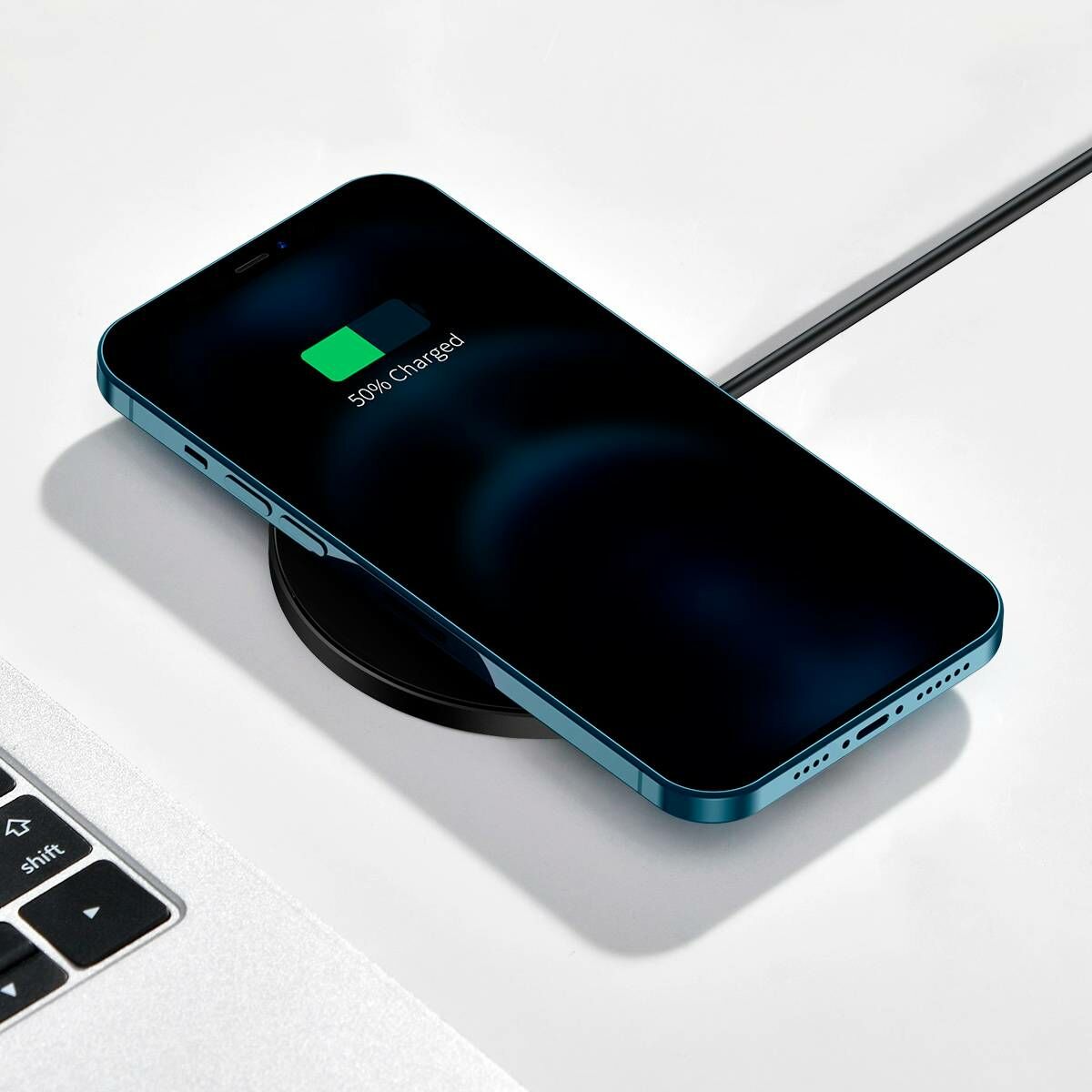 Baseus vezeték nélküli töltő, Simple Magnetic, iPhone 12 modellhez, 15W, fekete (WXJK-E01)