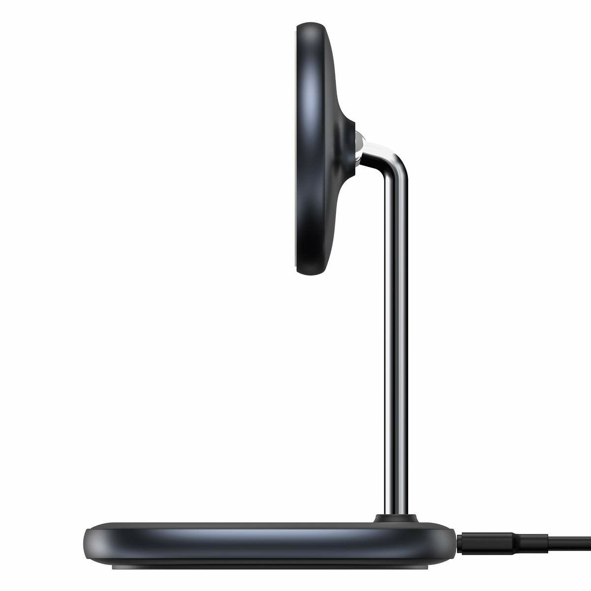 Baseus vezeték nélküli töltő, Swan Magnetic asztali konzol, iPhone 12 modellhez, 15W, fekete (WXSW-01)