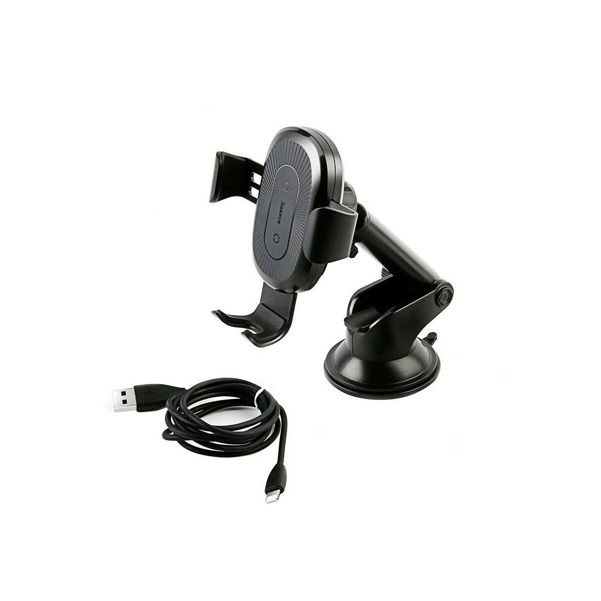 Baseus autós telefontartó, vezeték nélküli töltő állítható karral, műszerfalra, fekete (WXYL-A01)