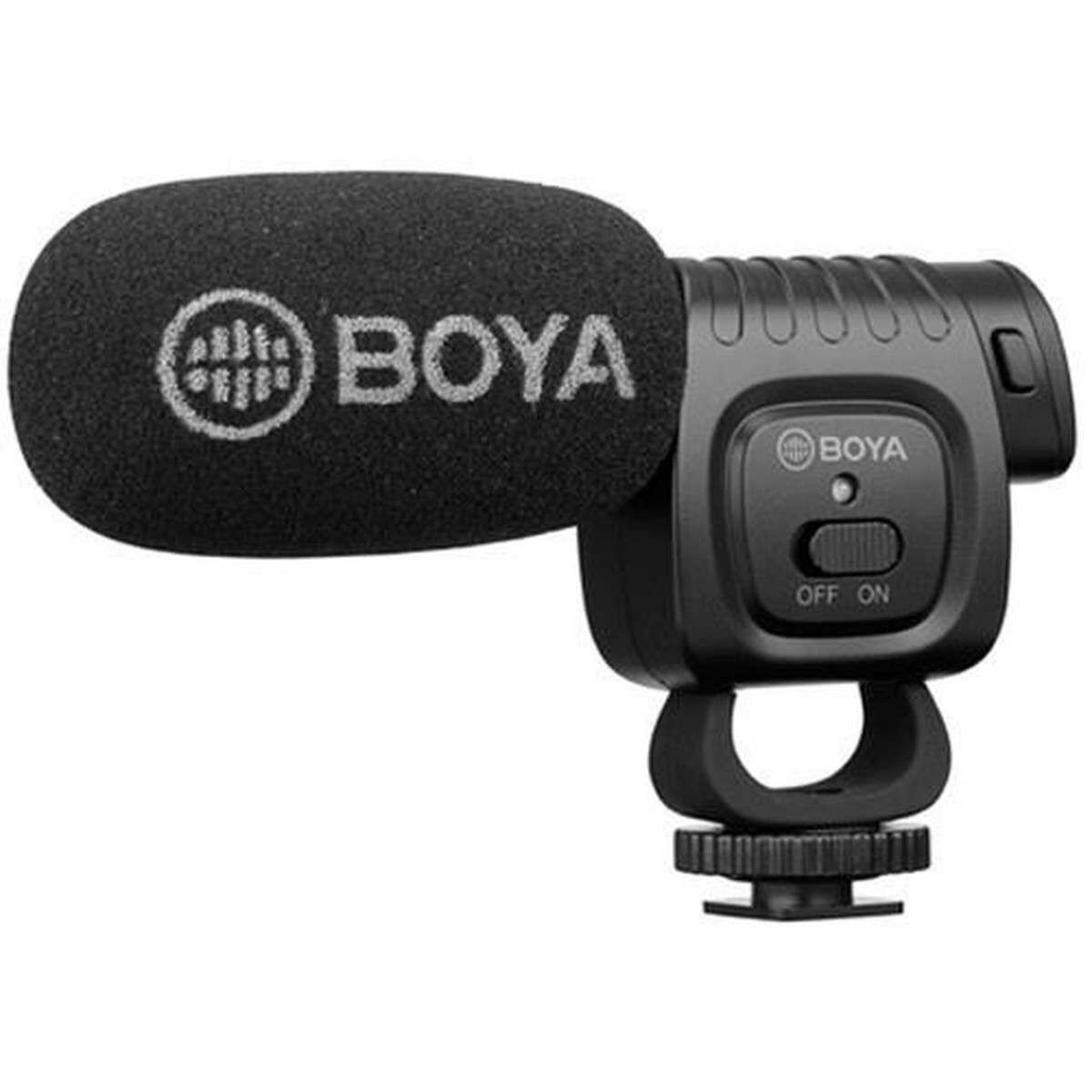 Kép 1/2 - BOYA kamerára rögzíthető puskamikrofon, elemes,3.5mm trs/trrs csatlakozóval, fekete EU