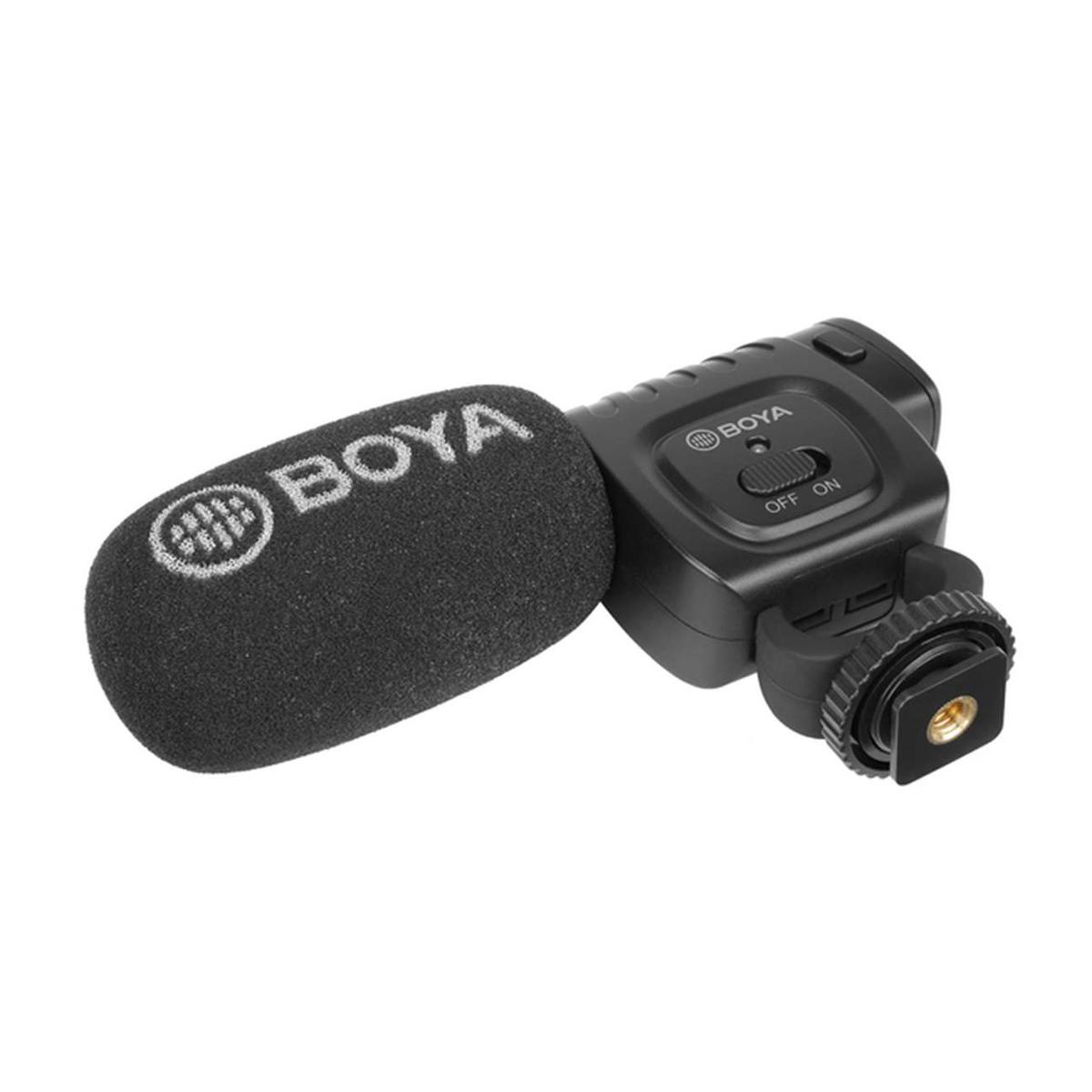 Kép 2/2 - BOYA kamerára rögzíthető puskamikrofon, elemes,3.5mm trs/trrs csatlakozóval, fekete EU