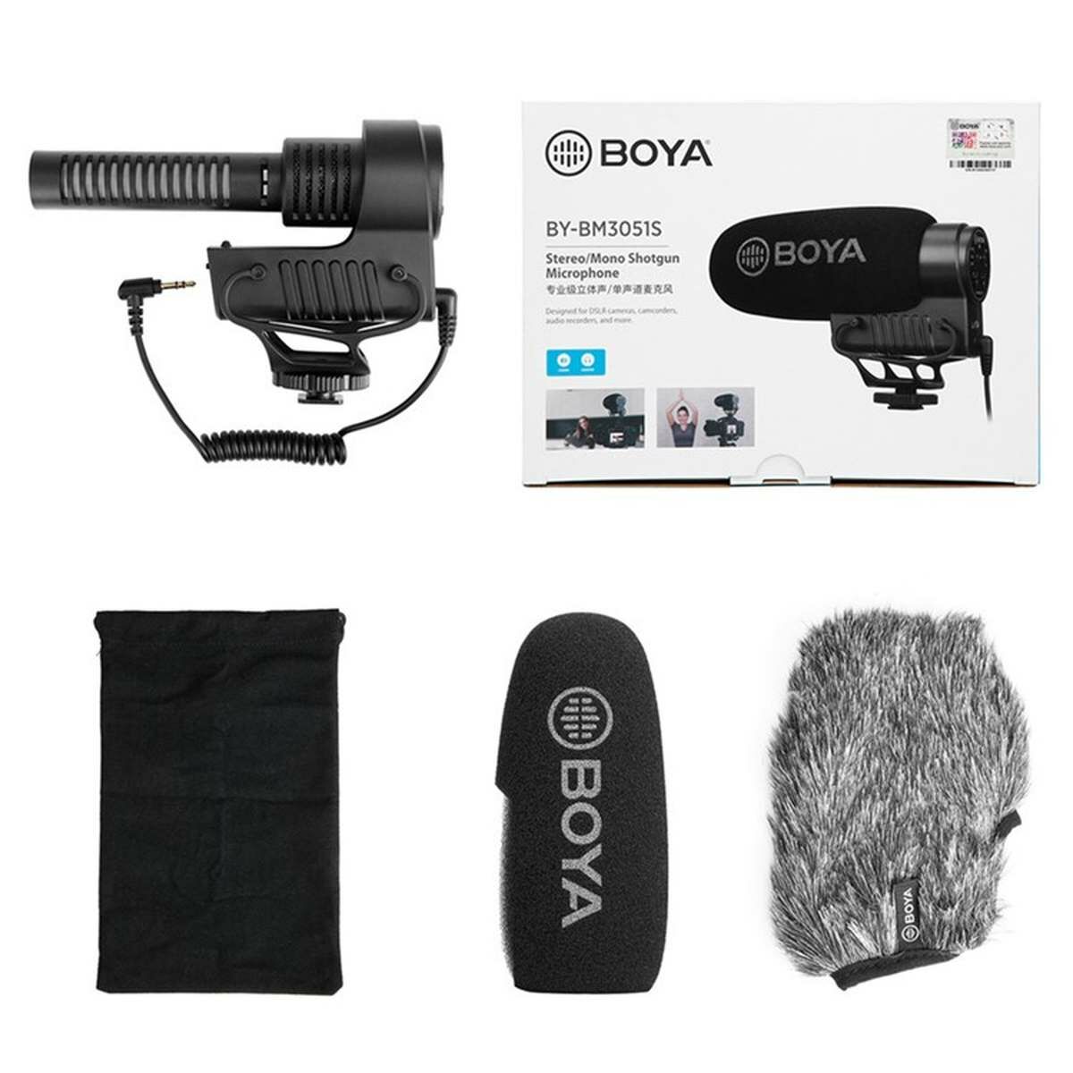 Kép 3/3 - BOYA kamerára rögzíthető kompakt, kardioid Stereo/Mono puskamikrofon, elemes, fekete EU