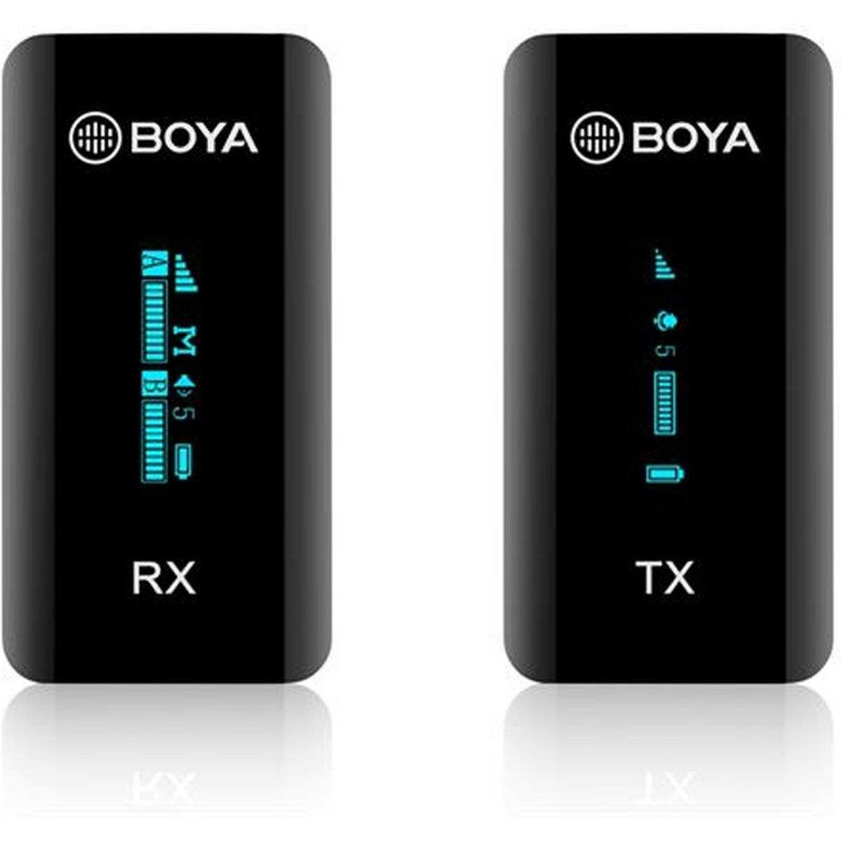 Kép 2/2 - BOYA ultra-kompakt vezeték nélküli mikrofon szett OLED kijelzővel kamerához, okostelefonhoz (3.5mm Jack TRS/TRRScsatlakozás), fekete EU