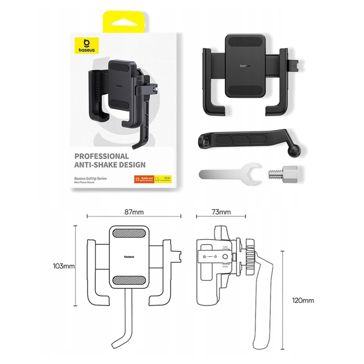 Kép 6/7 - Baseus GoTrip telefontartó kerékpárra/rollerre/mopedre (5.7&quot; - 7.2&quot;), fekete (C40572301111-01)