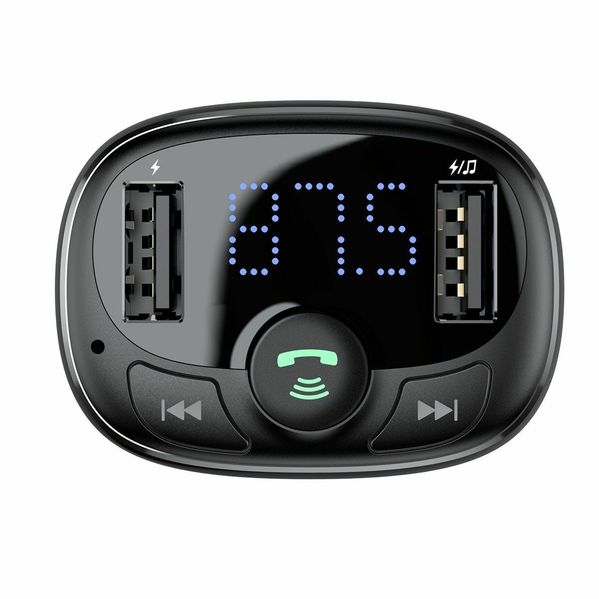 Kép 3/4 - Baseus FM Transmitter és autós töltő 2x USB-A, Micro SD kártyaolvasó, fekete (CCMT000001)