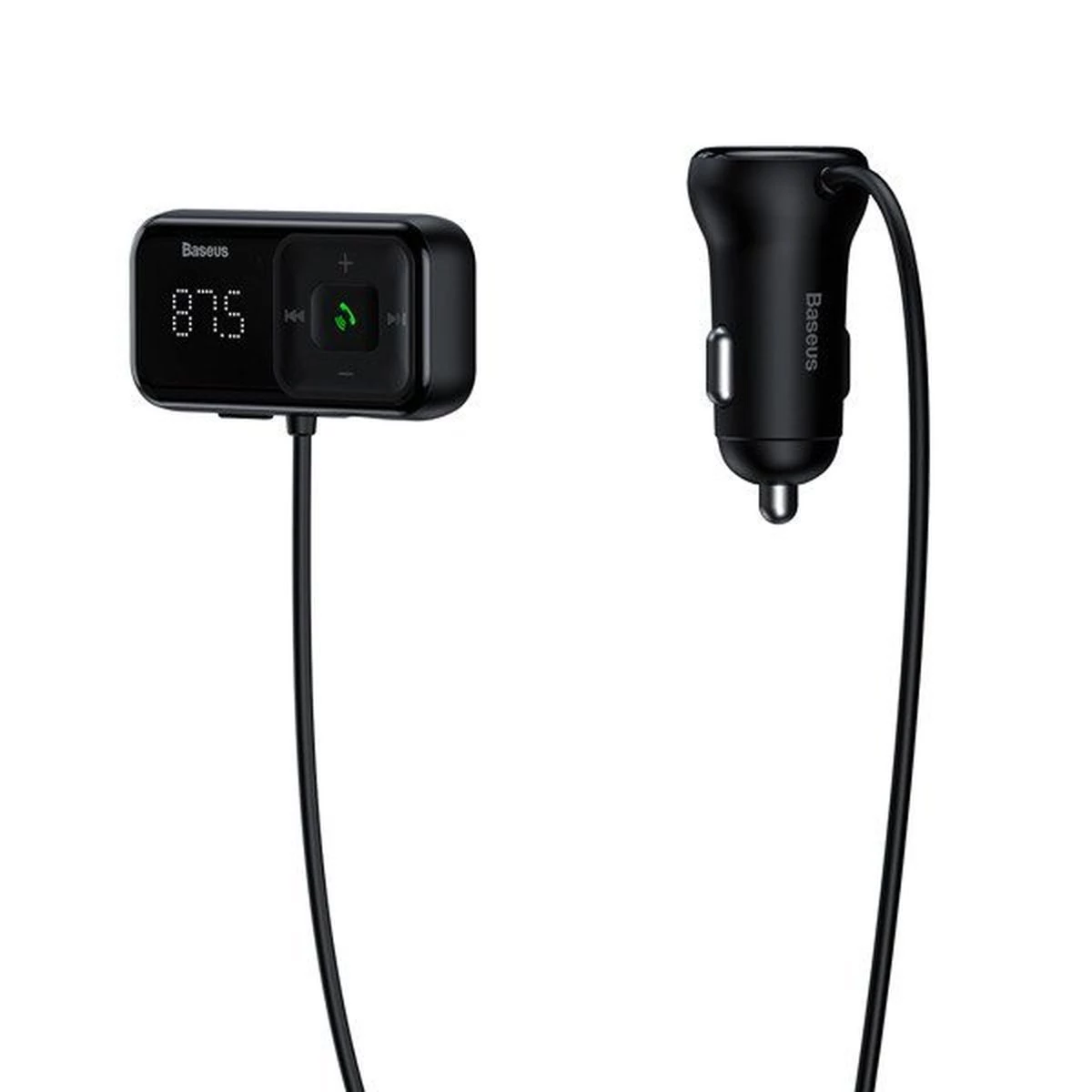 Kép 2/2 - Baseus autós töltő Bluetooth FM Transmitter T-típus S-16 kijelzővel 2xUSB MicroSD fekete (CCMT000201