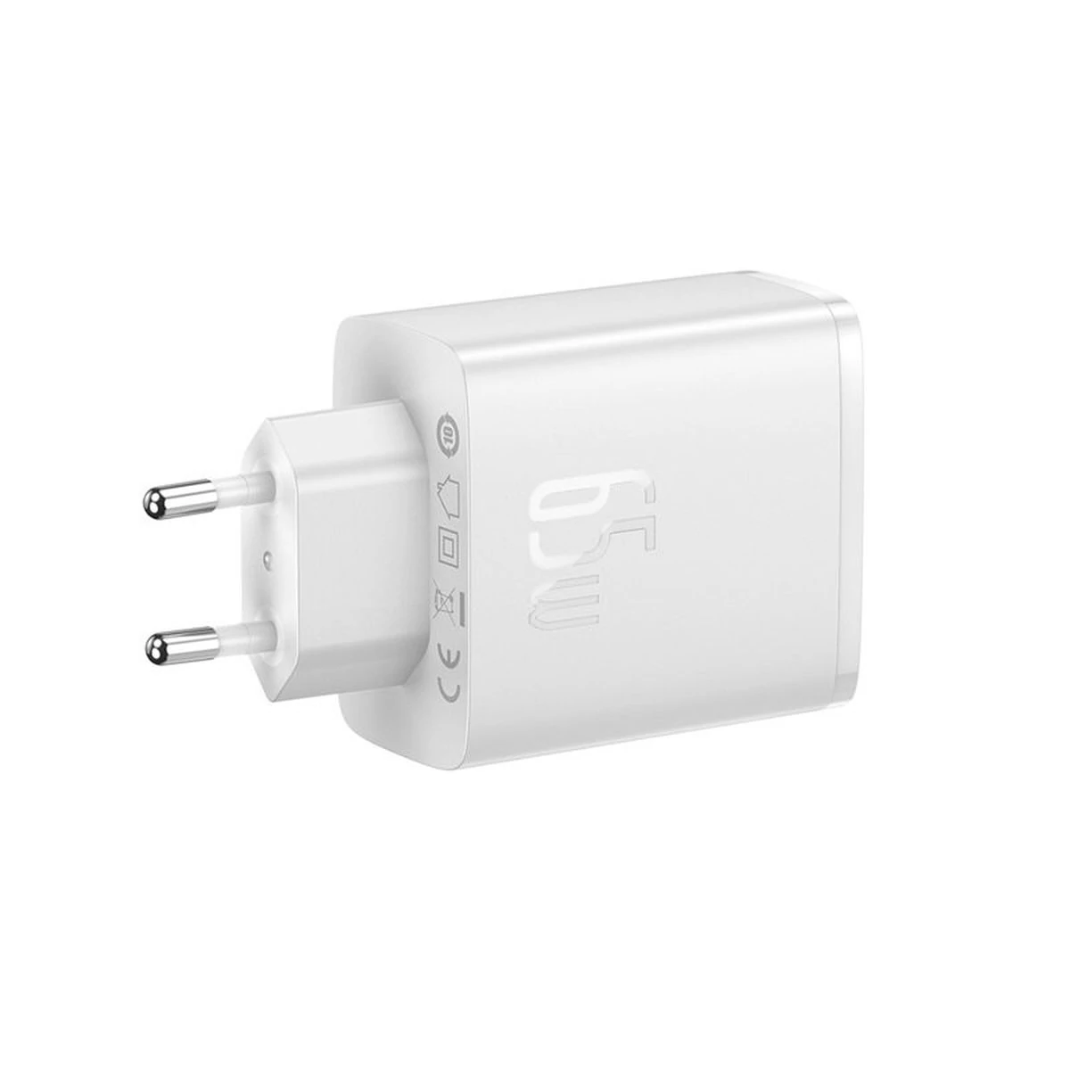 Kép 3/4 - Baseus Travel Charger Cube Pro GaN gyorstöltő  C+C+U, 65W, fehér EU (P10152301213-00)