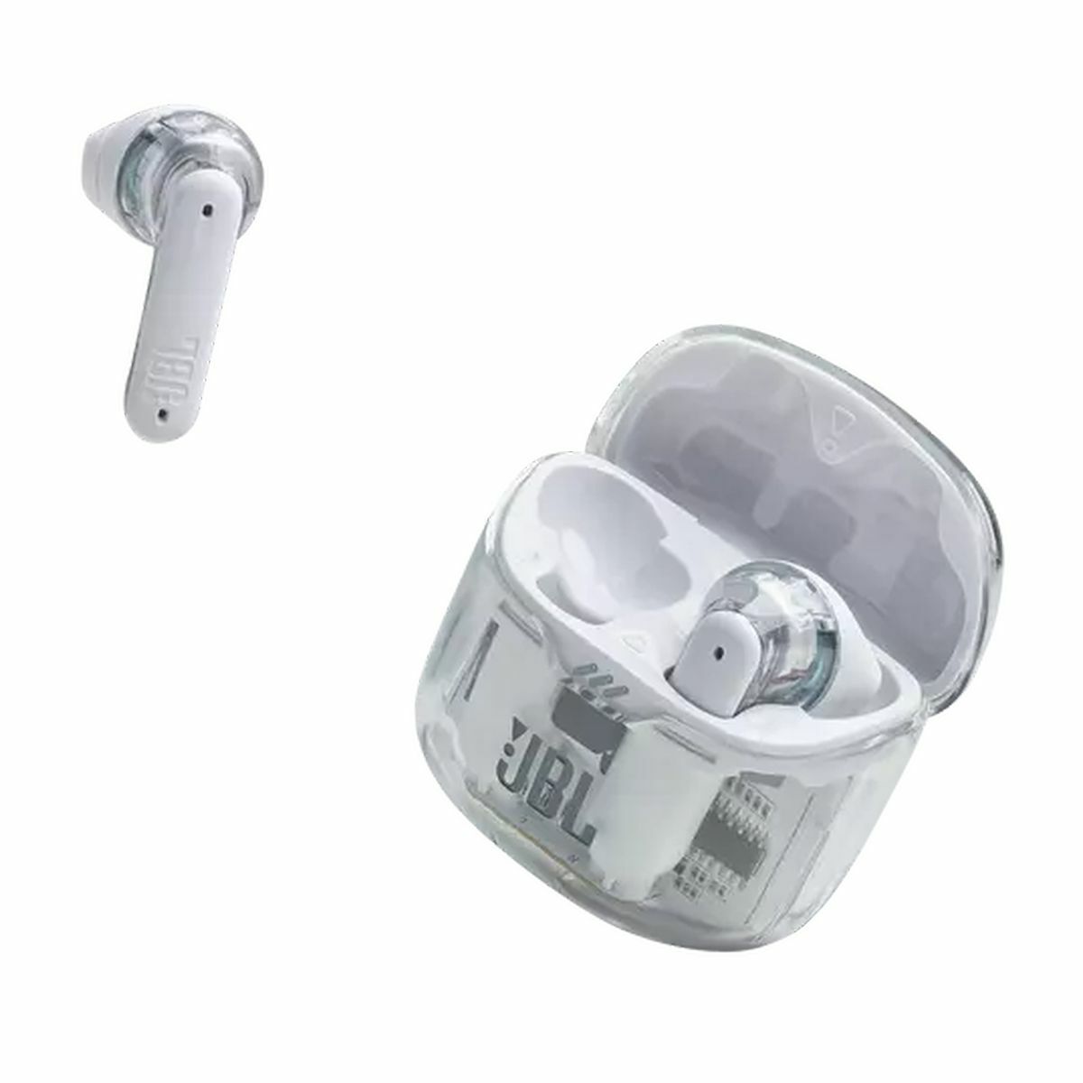 Kép 5/10 - JBL Tune Flex Ghost Edition vezeték nélküli fülhallgató, fehér-átlátszó EU