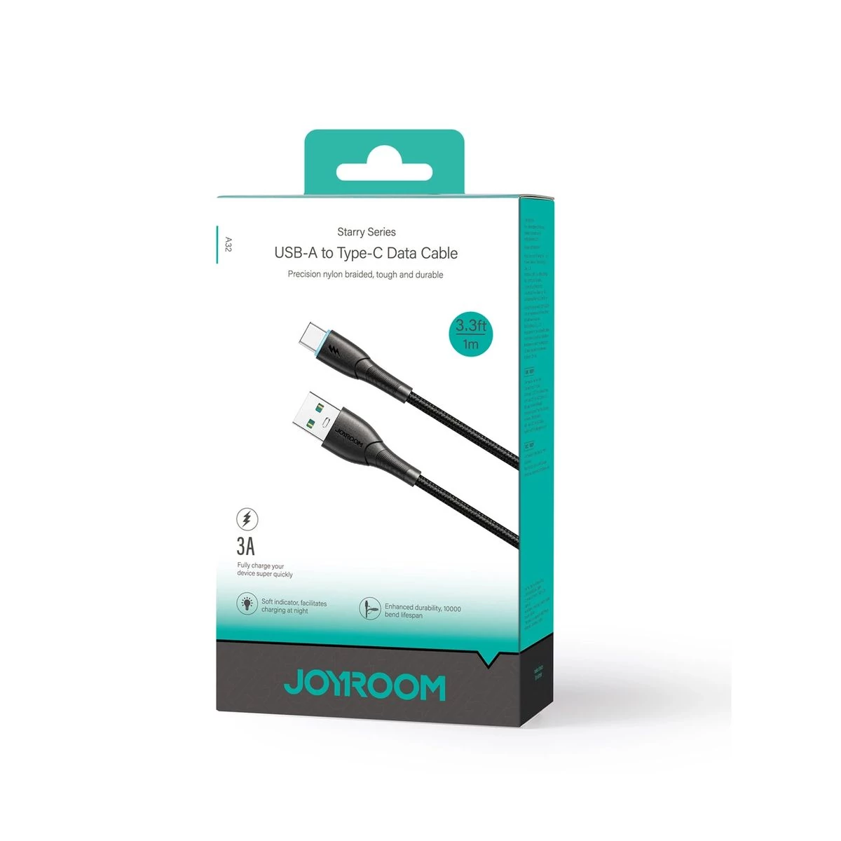 Kép 2/2 - Joyroom USB - Type-C Starry Series 480mb/s, 3A, 1m, fekete (SA32-AC3)