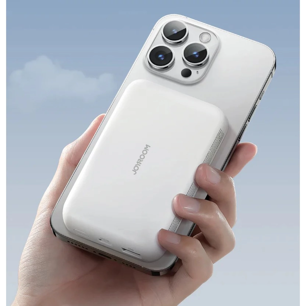 Kép 3/3 - Joyroom Power Bank vezeték nélküli töltéssel USB - Lightning kábellel (0.25m), fekete (JR-W020)