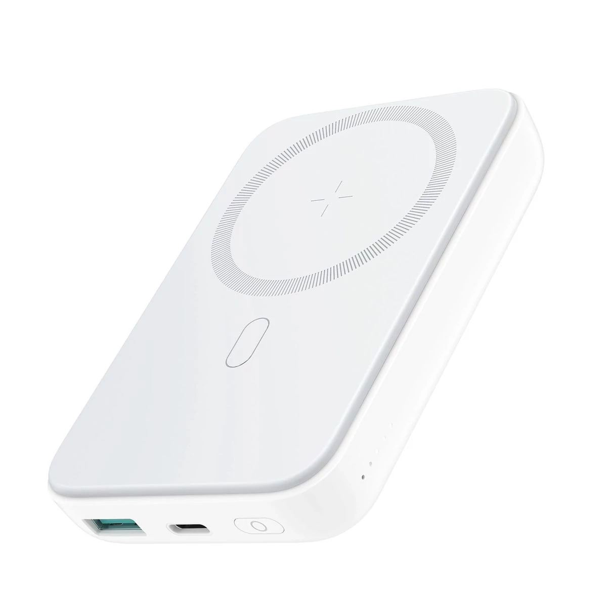 Kép 2/2 - Joyroom Power Bank vezeték nélküli töltéssel USB - Lightning kábellel (0.25m), fehér (JR-W020)