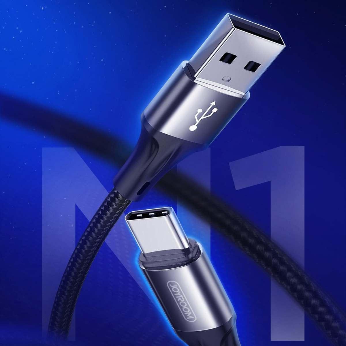 Kép 10/12 - Joyroom Type-C - USB kábel 3A, 1m fekete (S-1030N1)