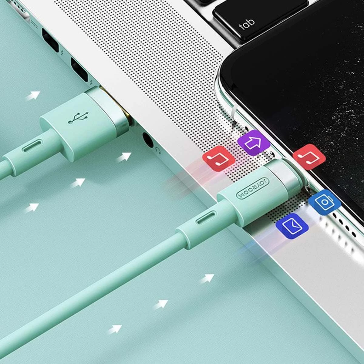 Kép 3/8 - Joyroom Lightning - USB kábel 2.4A, 1.2m fekete (S-1224N2)