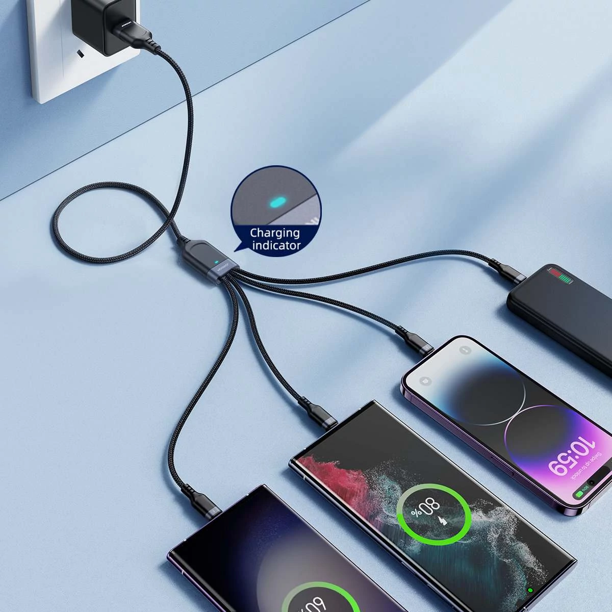Kép 9/10 - Joyroom USB - Type-C 2x/ Lightning/ Micro USB kábel, 3.5A, 1.2m, fekete (S-1T4018A18)