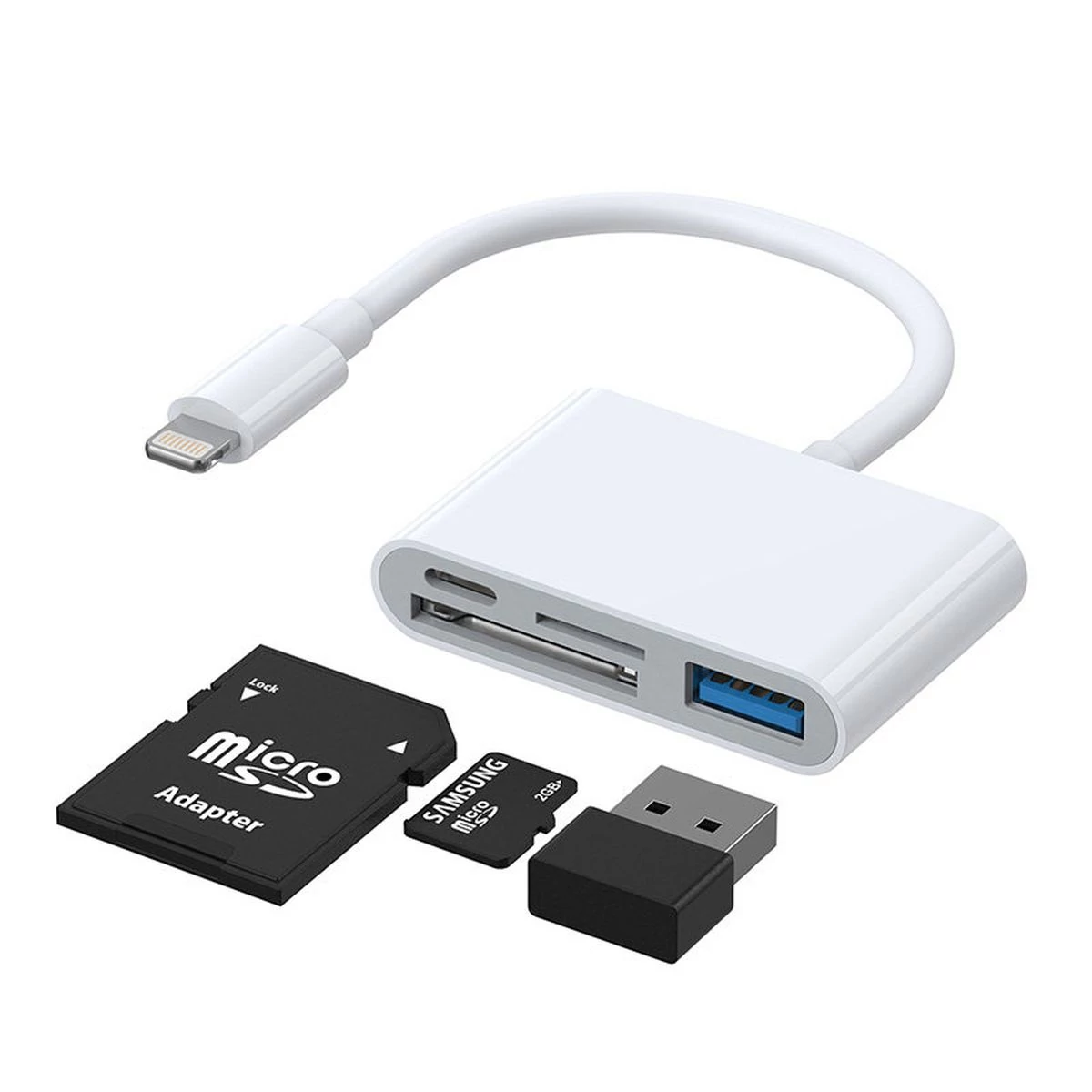 Kép 2/2 - Joyroom HUB Lightning (apa) - USB OTG (anya) + Type-C (anya) + kártyaolvasó (SD,TF), fehér (S-H142)