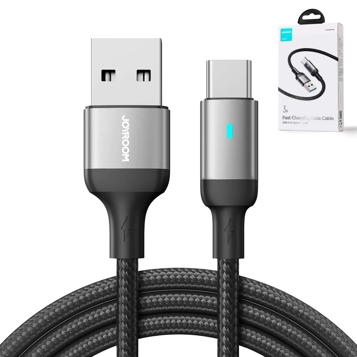 Kép 5/5 - Joyroom USB - Type-C töltő / adatkábel, 3A, 1.2m, fekete (S-UC027A10)