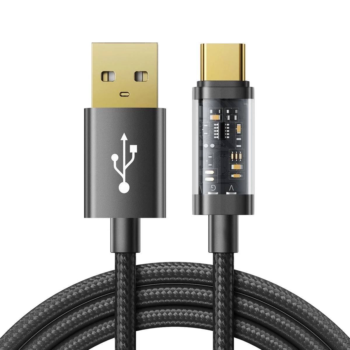 Kép 2/2 - Joyroom USB - Type-C adatkábel, 3A, 1.2m, fekete (S-UC027A12)