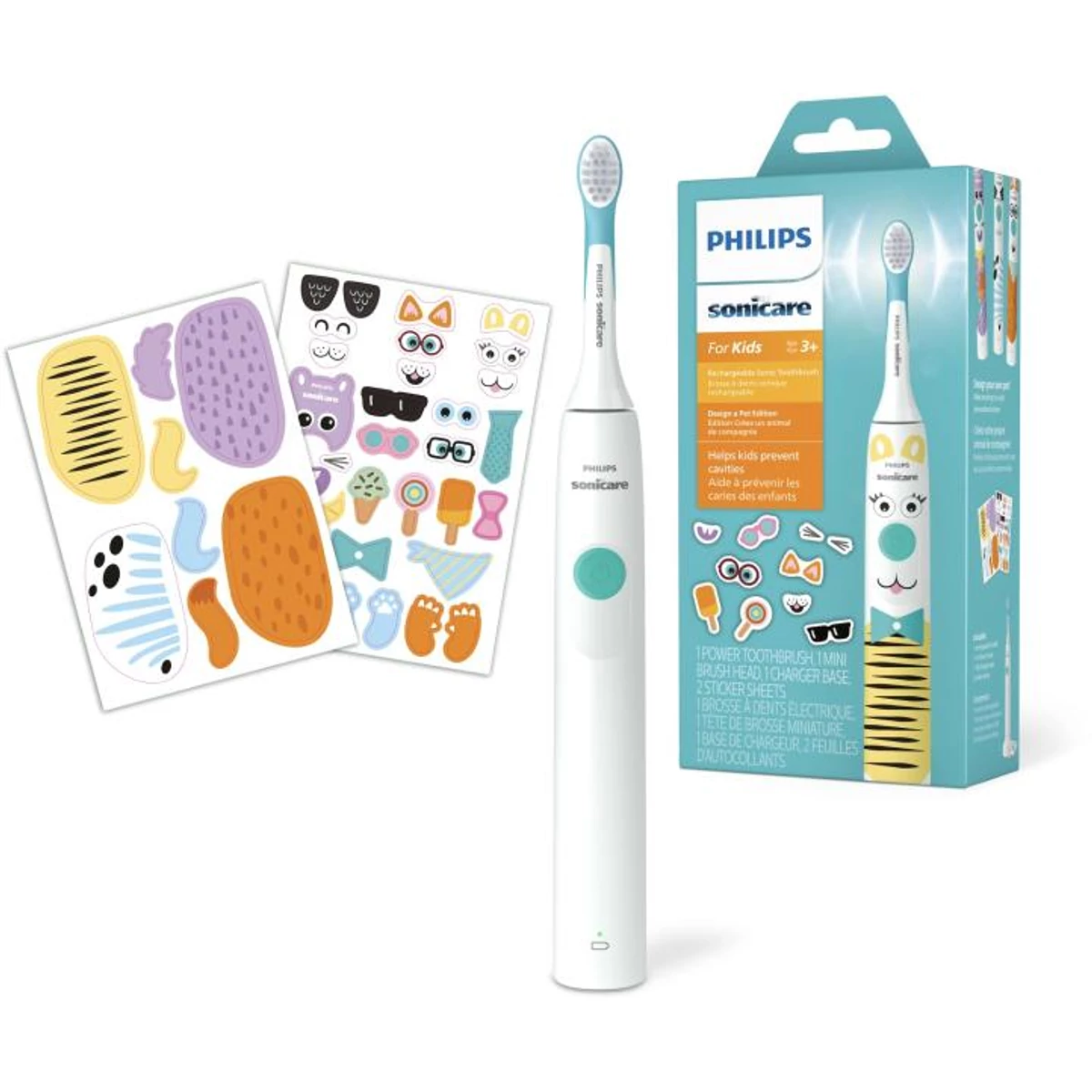 Kép 2/3 - Philips Sonicare elektromos fogkefe gyerekeknek HX3601/01 Pet Edition fehér/sárga EUPhilips Sonicare elektromos fogkefe gyerekeknek HX3601/01 Pet Edition fehér/sárga EU