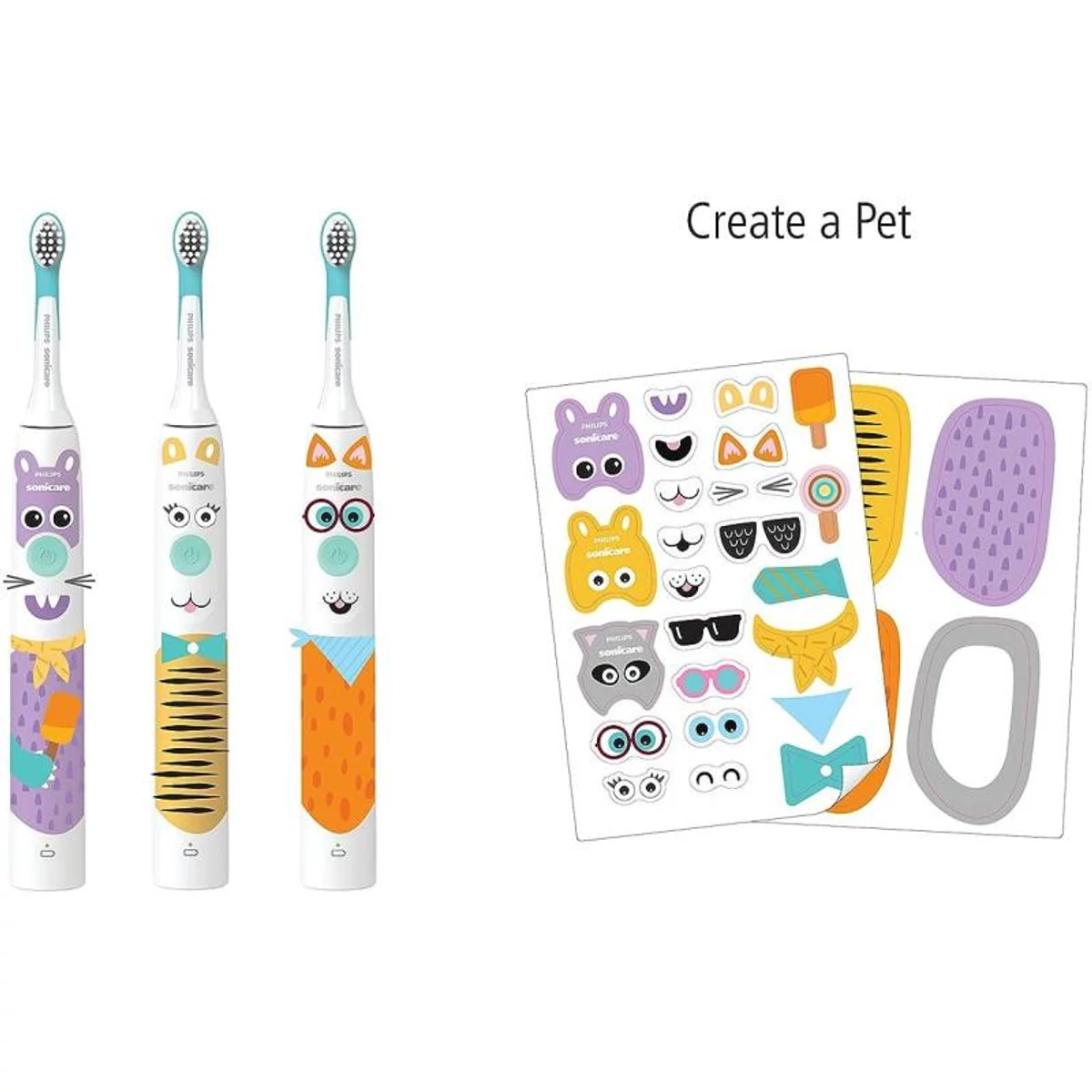 Kép 3/3 - Philips Sonicare elektromos fogkefe gyerekeknek HX3601/01 Pet Edition fehér/sárga EU