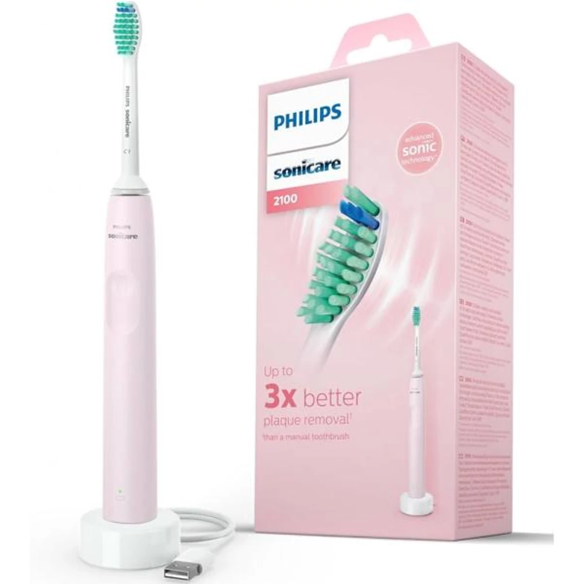 Kép 2/2 - Philips Sonicare 2100 Series szónikus elektromos fogkefe HX3651/11, rózsaszín EU