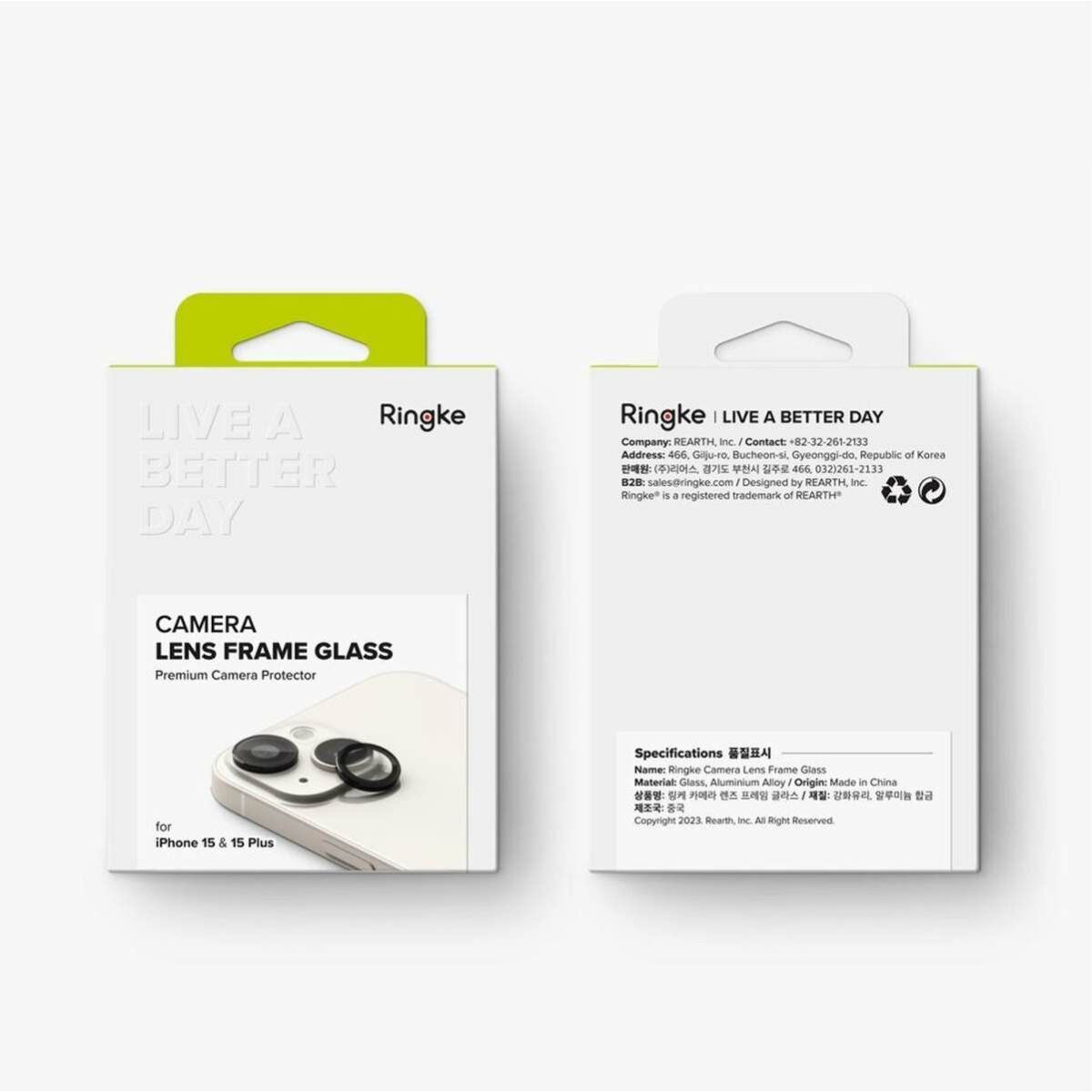 Ringke iPhone 15 / 15 Plus kamera lencse védő, aluminium ötvözet, átlátszó/fekete