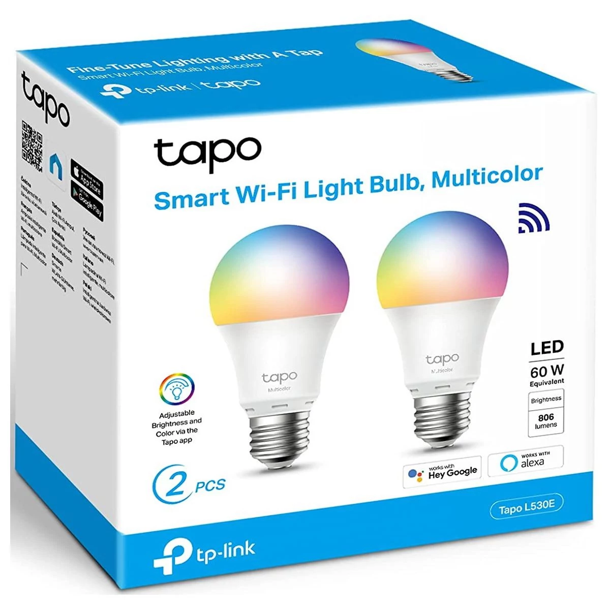 Kép 2/2 - TP-Link Tapo L530E LED okosizzó (2db) E27, fehér EU