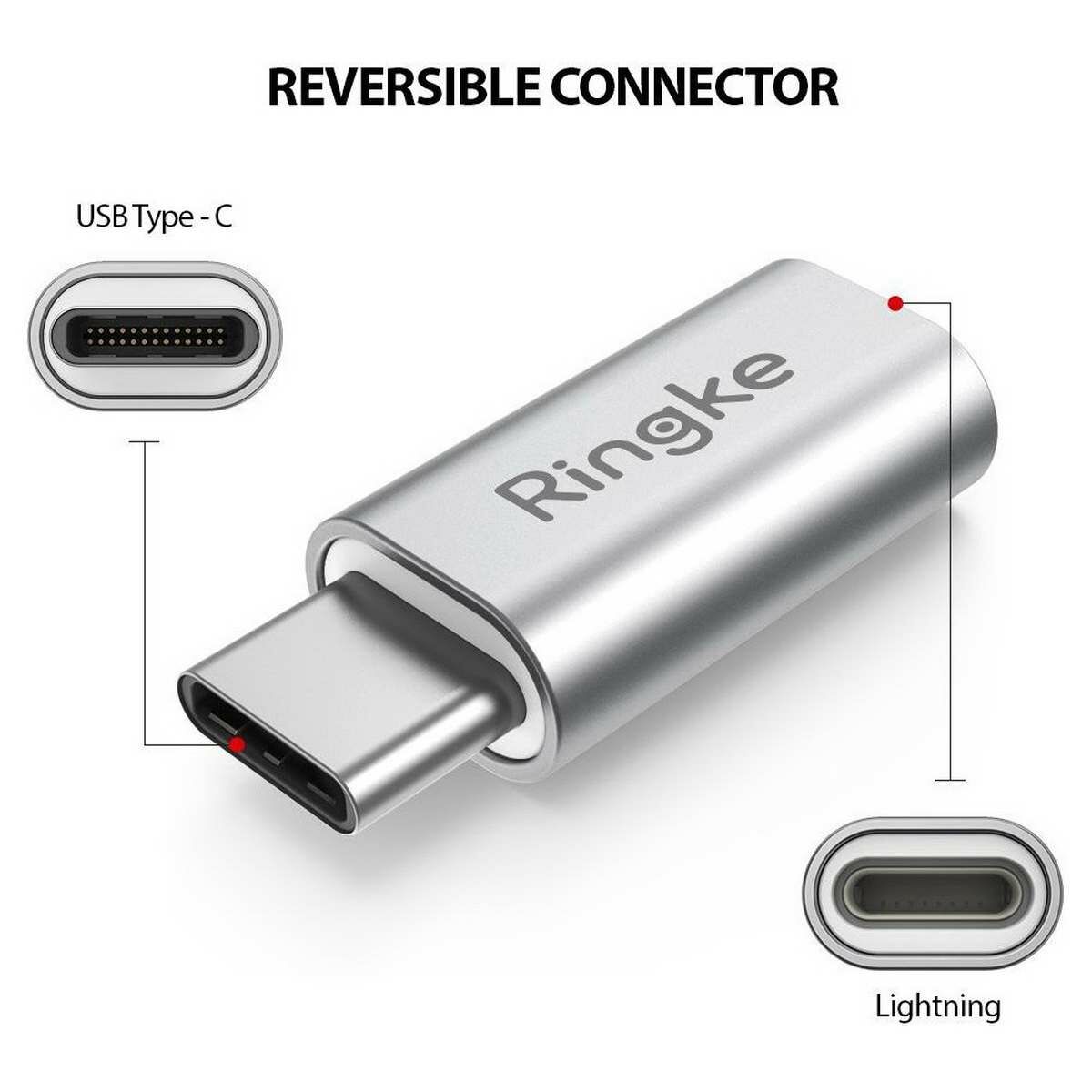 Kép 1/4 - Ringke Lightning - USB-C adapter (2db) ezüst