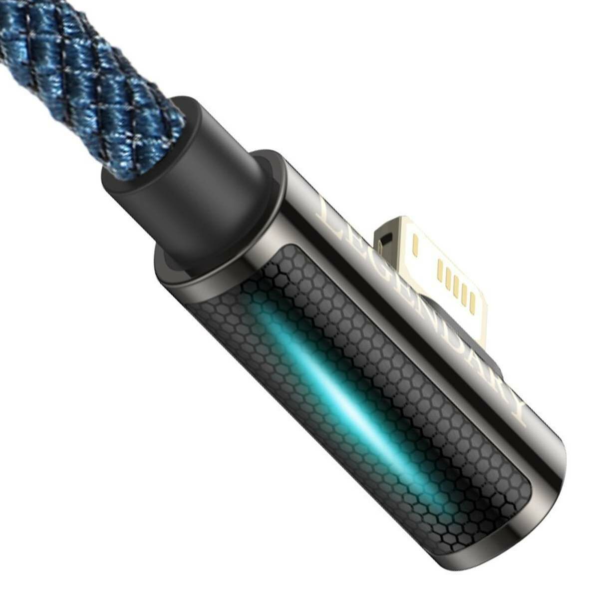 Kép 3/7 - Baseus Legend Lightning-USB adat-és töltőkábel, L-alakú csatlakozó, 2.4A, 1m, kék (CACS000003)