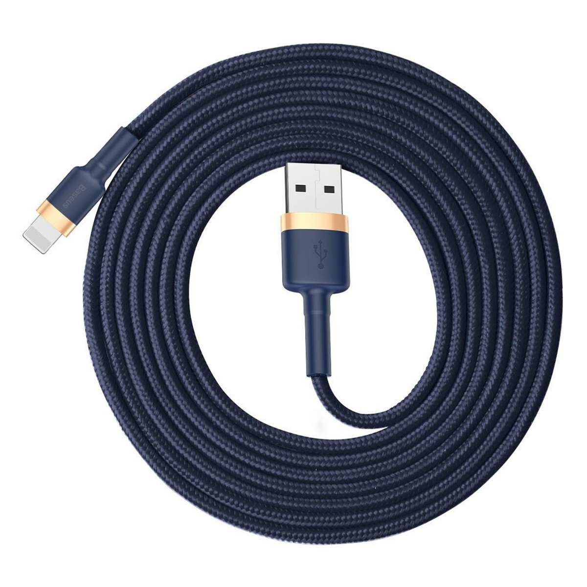 Kép 2/10 - Baseus Cafule Lightning-USB adat-és töltőkábel, QC 3.0, 1.5A, 2m, kék (CALKLF-CV3)
