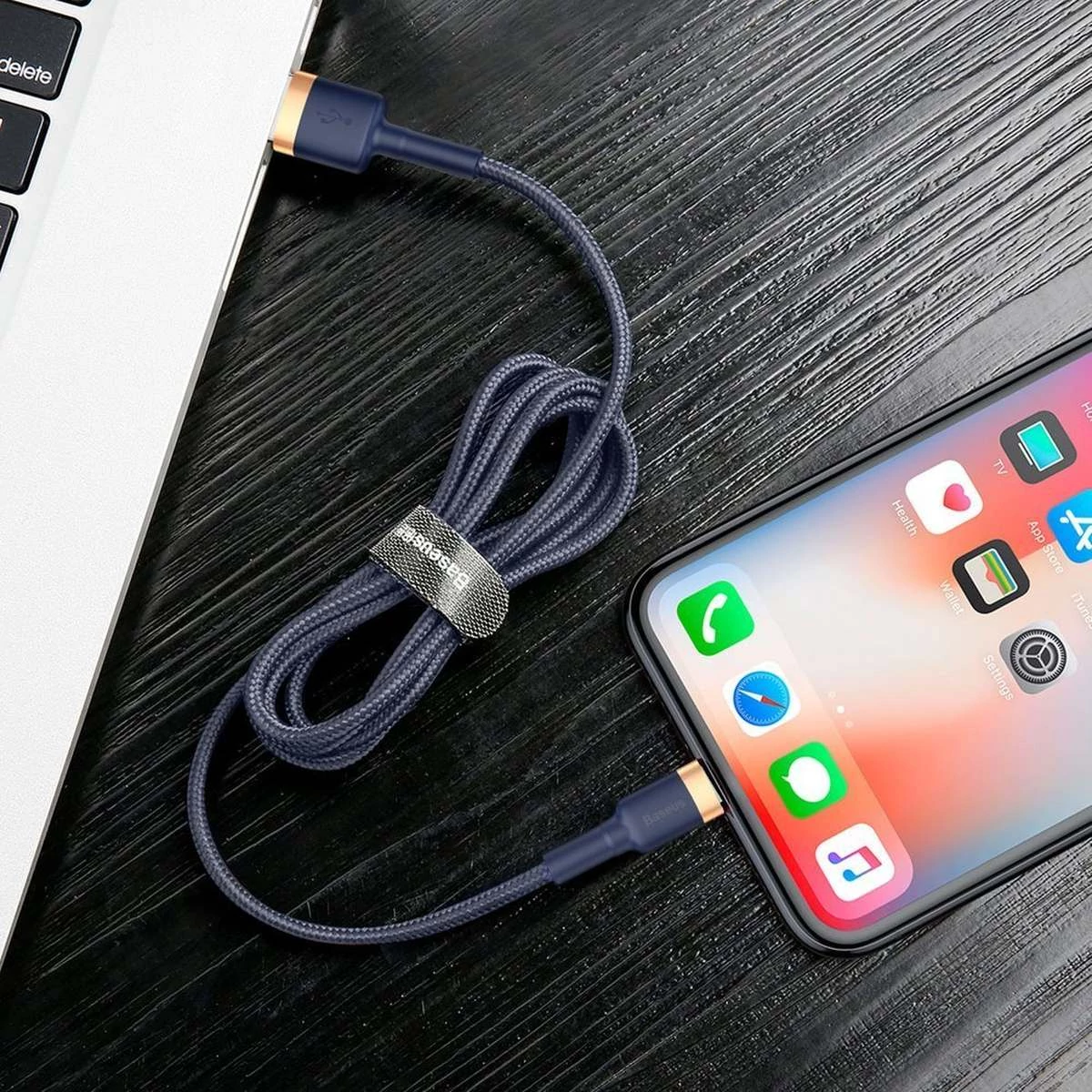 Kép 9/10 - Baseus USB - Lightning kábel, Cafule  1.5A, 2m, kék (CALKLF-CV3)