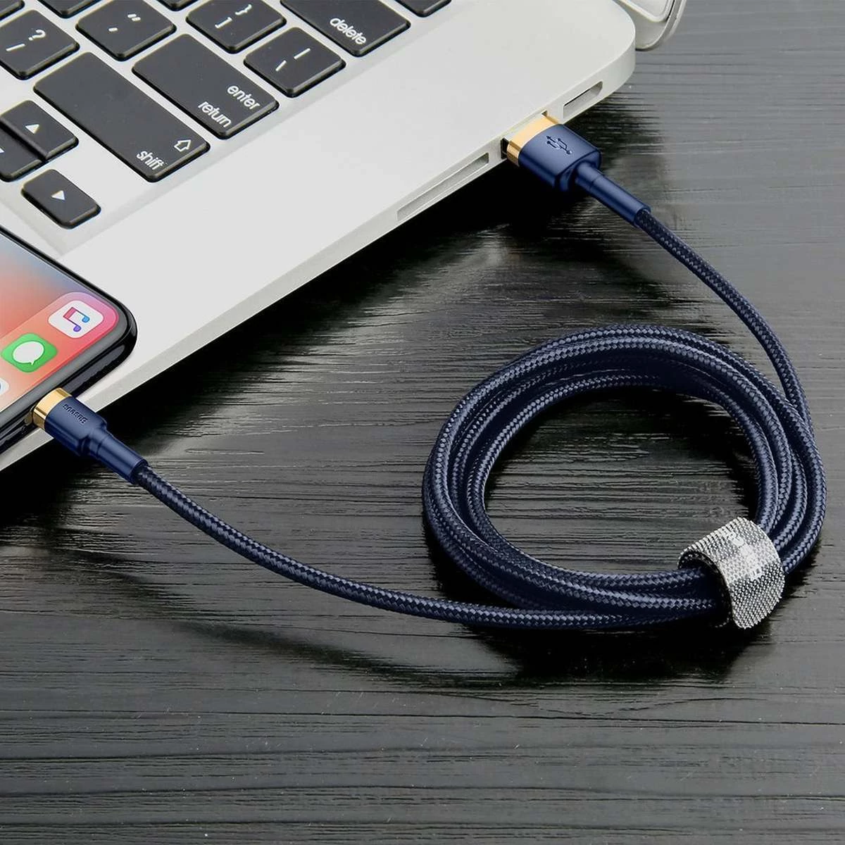 Kép 7/10 - Baseus USB - Lightning kábel, Cafule  1.5A, 2m, kék (CALKLF-CV3)