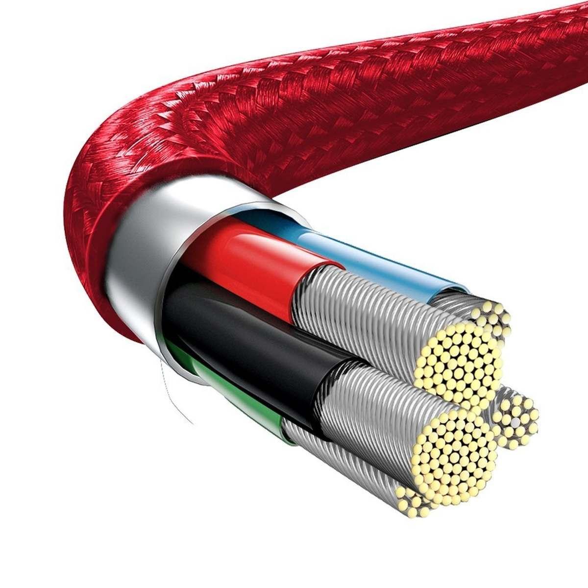 Kép 6/11 - Baseus Rapid 3-in-1 kábel (Micro + Lightning + Type-C) PD, 20W, 1.5m, piros (CAMLT-SC09)