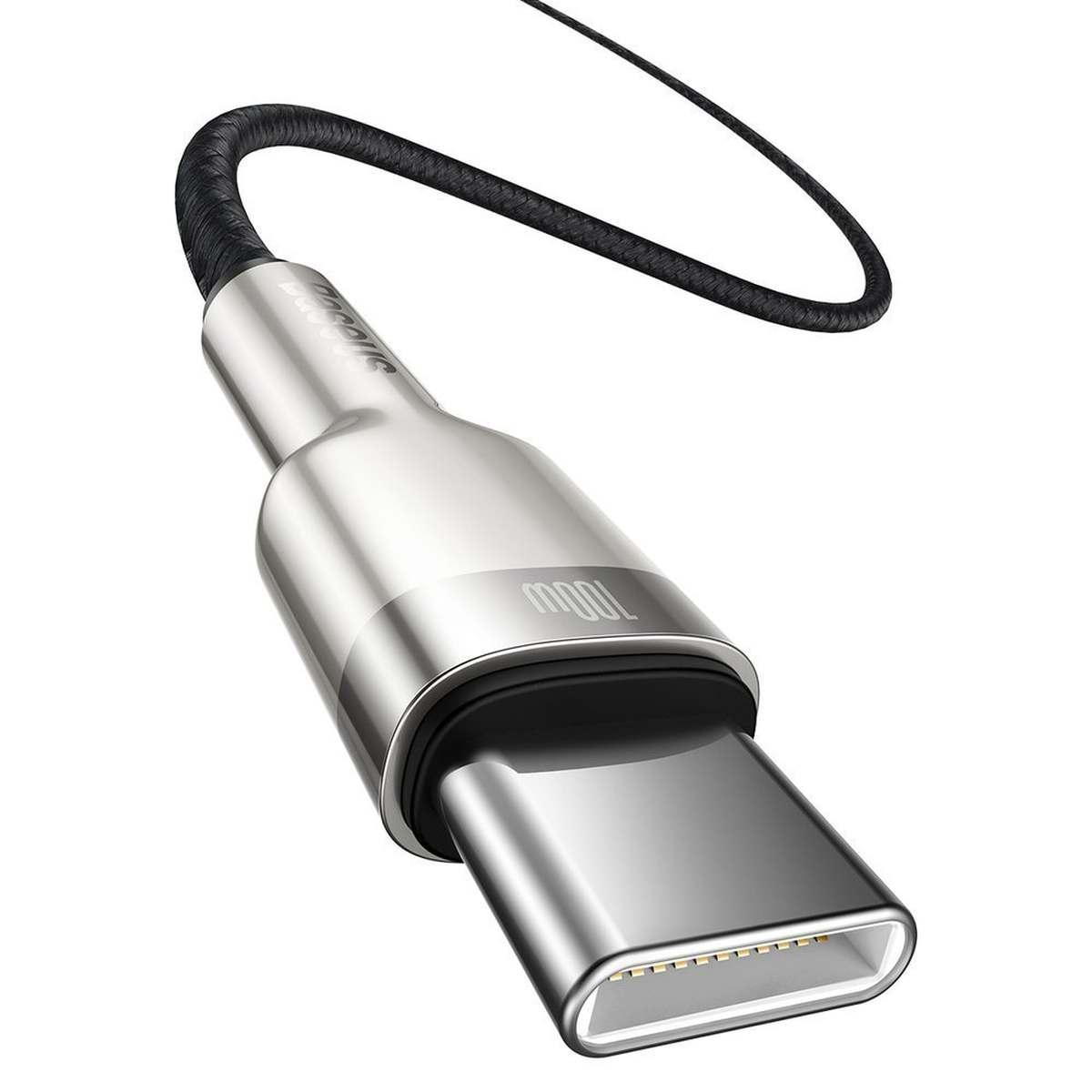 Kép 2/8 - Baseus Cafule  Metal USB Type-C - USB Type C töltő- és adatkábel 100W (20V/5A) 1m, fekete (CATJK-C01)