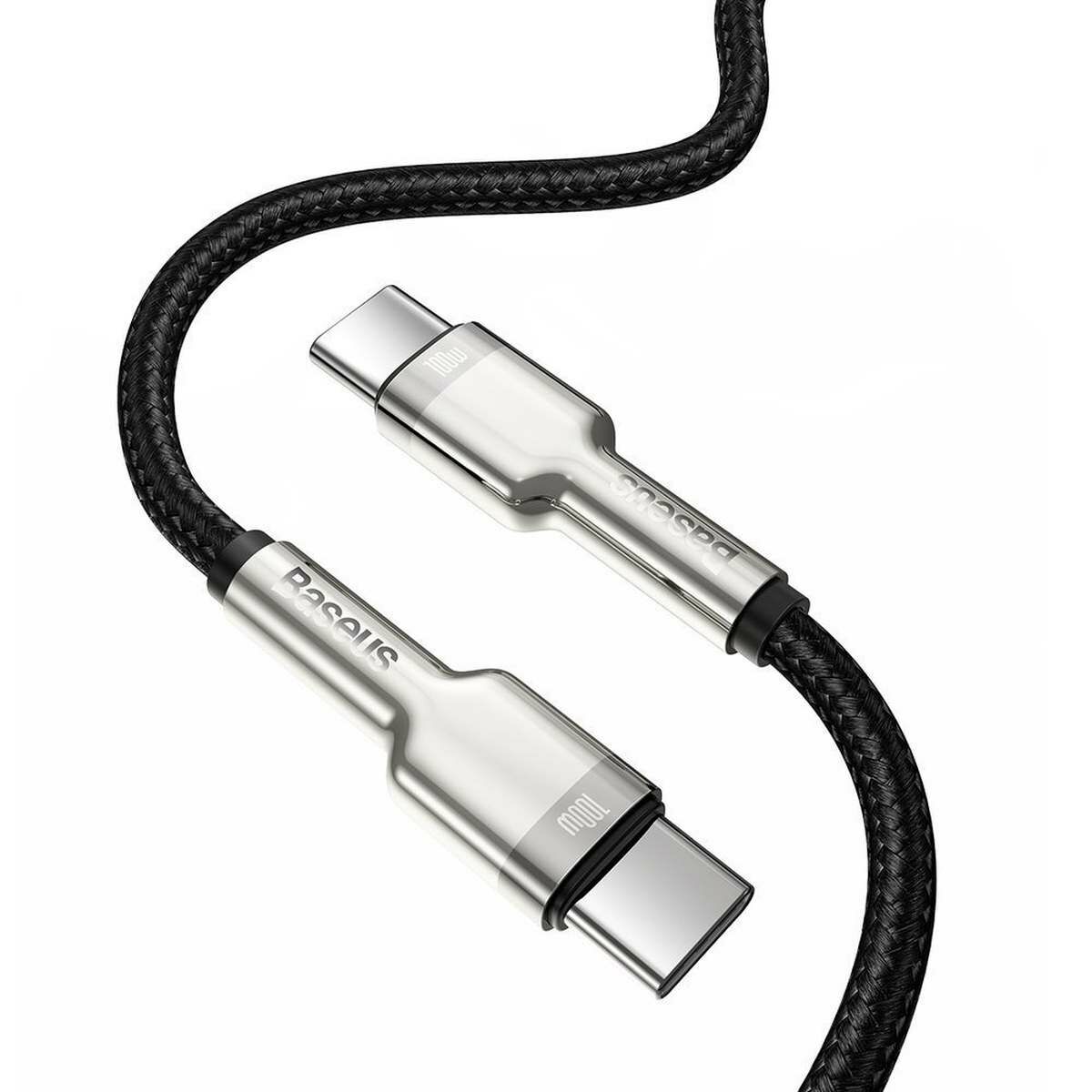 Kép 3/8 - Baseus Cafule  Metal USB Type-C - USB Type C töltő- és adatkábel 100W (20V/5A) 1m, fekete (CATJK-C01)