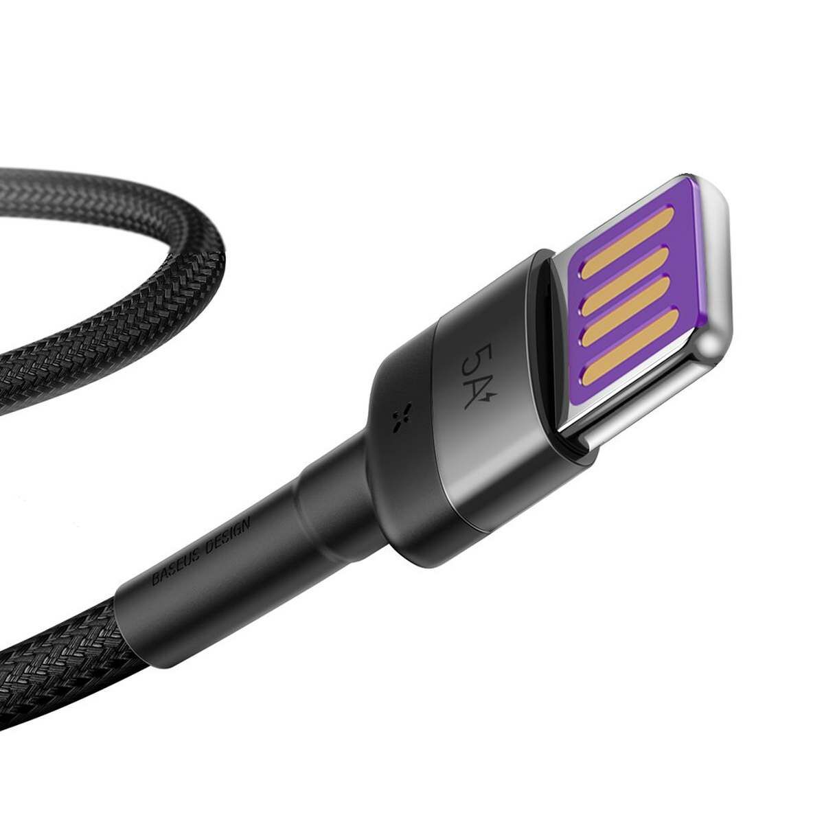 Kép 2/6 - Baseus Cafule USB-USB Type-C adat- és töltőkábel, PD3,0,SC,QC 3.0, 40W, 1m, szürke/fekete (CATKLF-PG1)